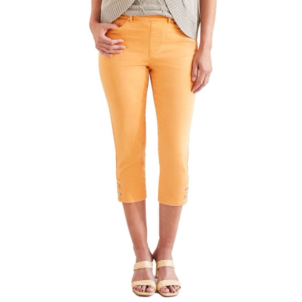 Tribal Fia Pull on Capri with Front Pocket and Snap Detail - Apricot Sz 18 NEW